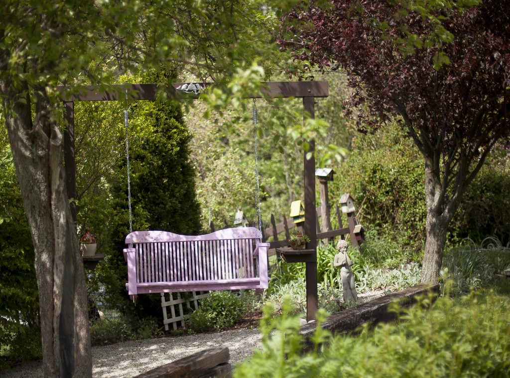 Porch Swing in Cottage Garden